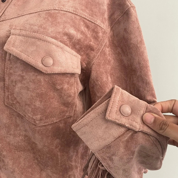 NWT Blank NYC Vegan Suede Fringe Moto Jacket Sz M - Picture 11 of 14